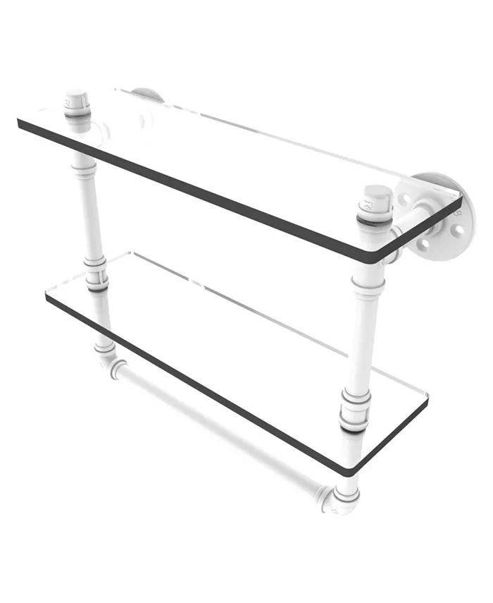 Allied Brass Pipeline Collection 16 Inch Double Glass Shelf with Towel Bar - Intensery