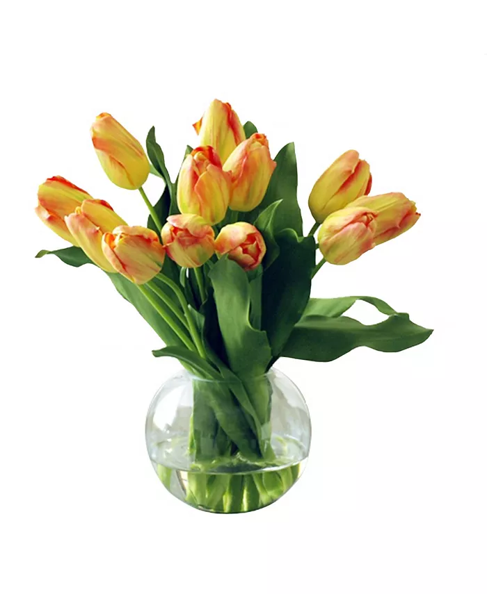 Winward Silks Permanent Botanicals Tulip in Bubble Bowl - Intensery