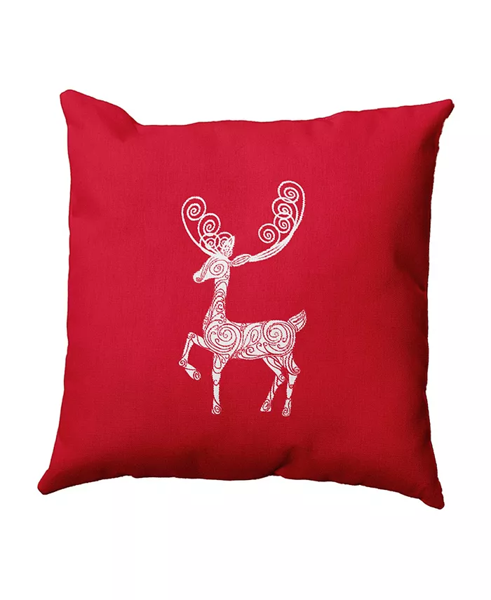 E by Design 16 Inch Red Decorative Christmas Throw Pillow - Intensery