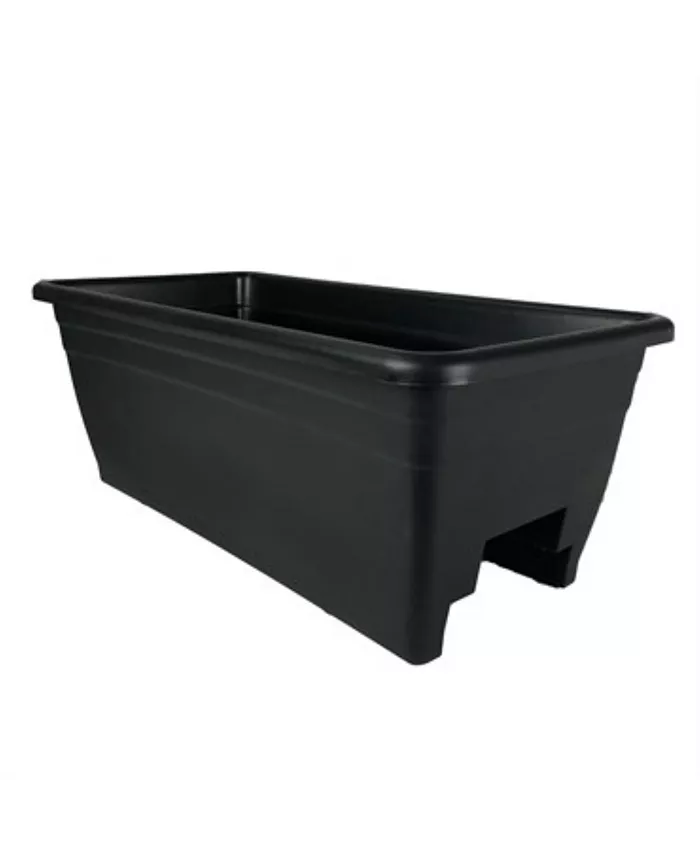The HC Companies Deck Rail Box Planter， Black - 24in - Intensery