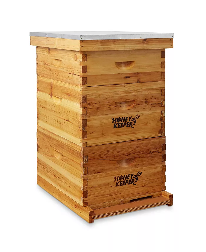 Honey Keeper 3-Tier Complete 10 Frame Langstroth Waxed Beehive Kit - Intensery