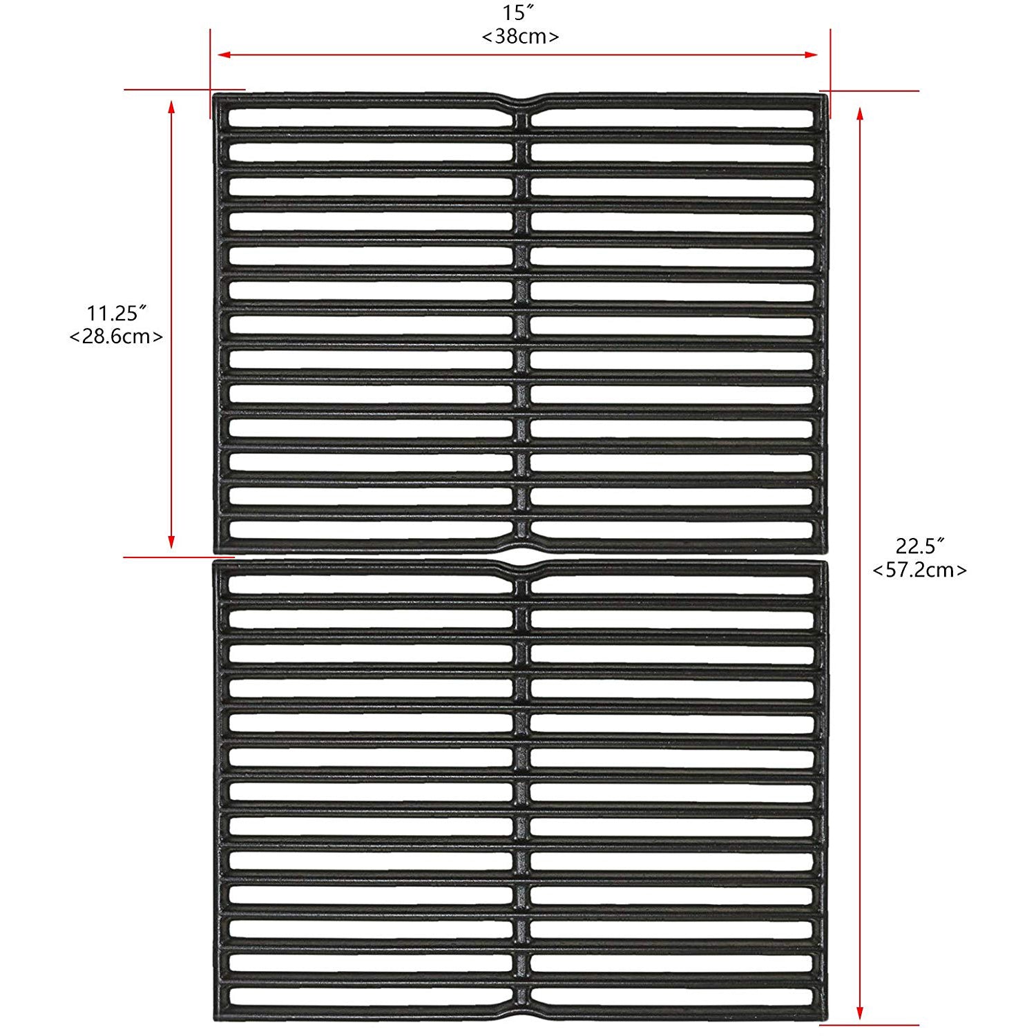 15 x 22.5'' Grill Grates for Char Broil GG20600, GG3300, GG8800, 61669906 etc Grills, Cast Iron Grill Replacement 58671 - Intensery