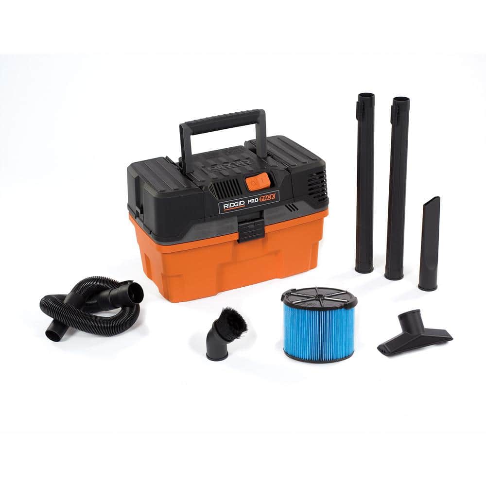 RIDGID 4.5 Gallon 5.0 Peak HP ProPack Wet/Dry Shop Vacuum with Fine Dust Filter, Expandable Locking Hose and Accessories WD4522 - Intensery