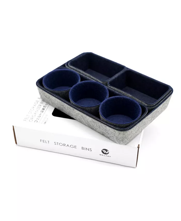 Welaxy 8 Piece Felt Drawer Organizer Set with Round Cups and Trays - Intensery
