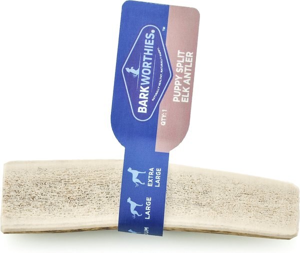 Barkworthies Split Elk Antler Dog Chew， Small - Intensery