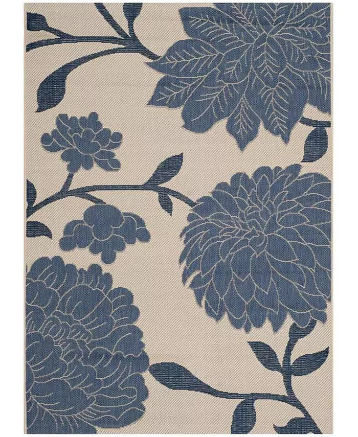 Safavieh Courtyard Beige and Blue 8' x 11' Sisal Weave Outdoor Area Rug - Intensery
