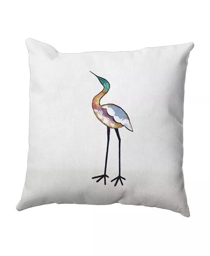 E by Design Bird Fashion 16 Inch White and Off White Decorative Coastal Throw Pillow - Intensery