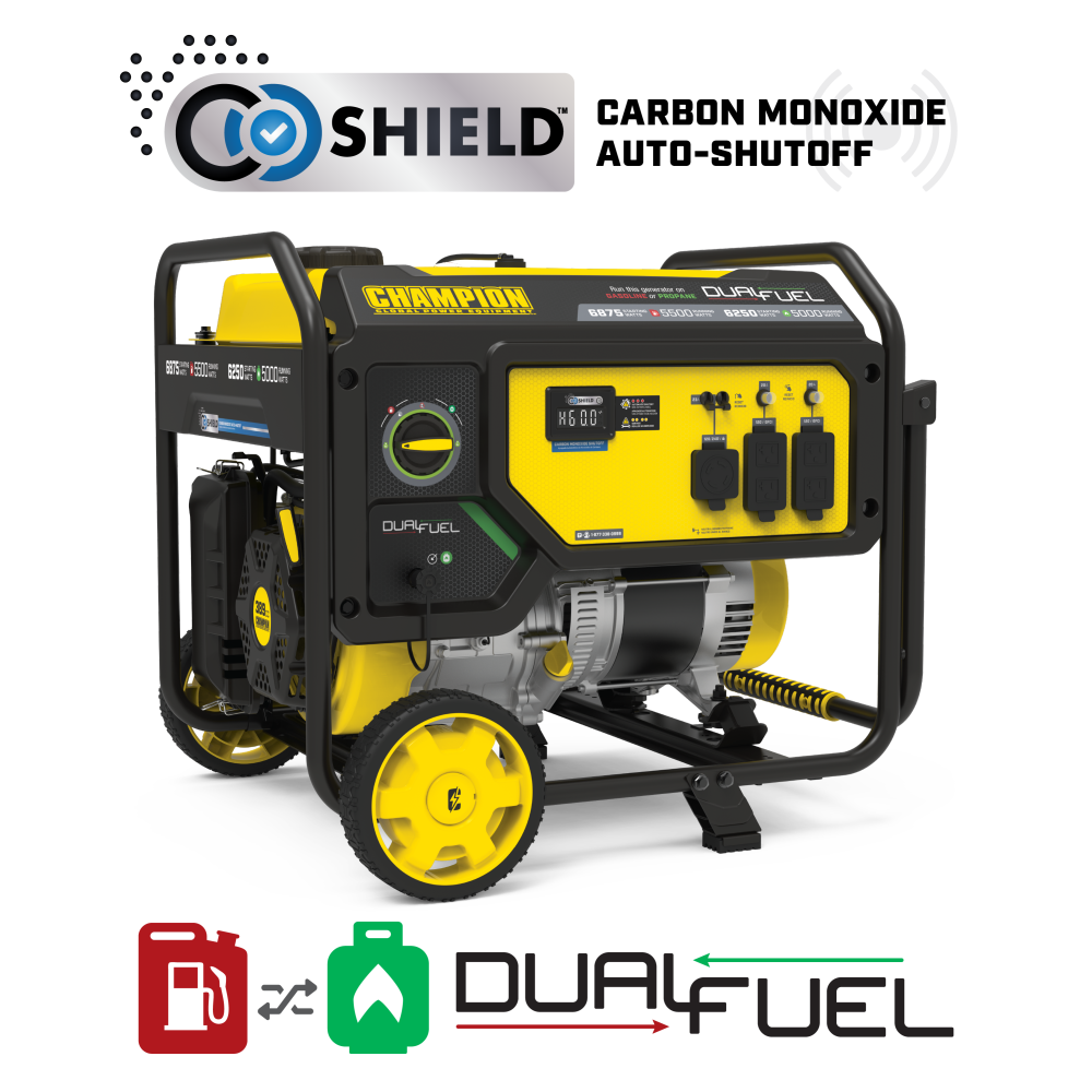 Champion Generator  Dual Fuel Portable with CO Shield 5500 Watt - Intensery