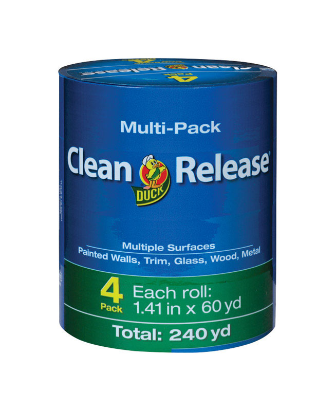Duck Clean Release 1.41 in. W X 60 yd L Blue Medium Strength Painter\u0027s Tape 4 pk - Intensery