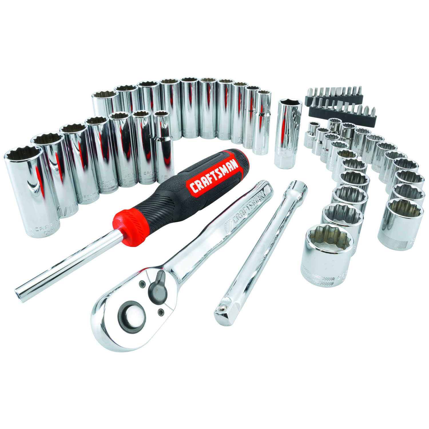 Craftsman 3/8 in. drive Metric and SAE 12 Point Mechanic\u0027s Tool Set 61 pc - Intensery