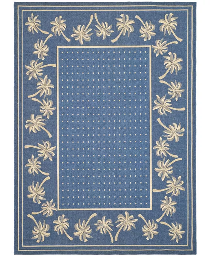 Safavieh Courtyard Blue and Ivory 8' x 11' Outdoor Area Rug - Intensery