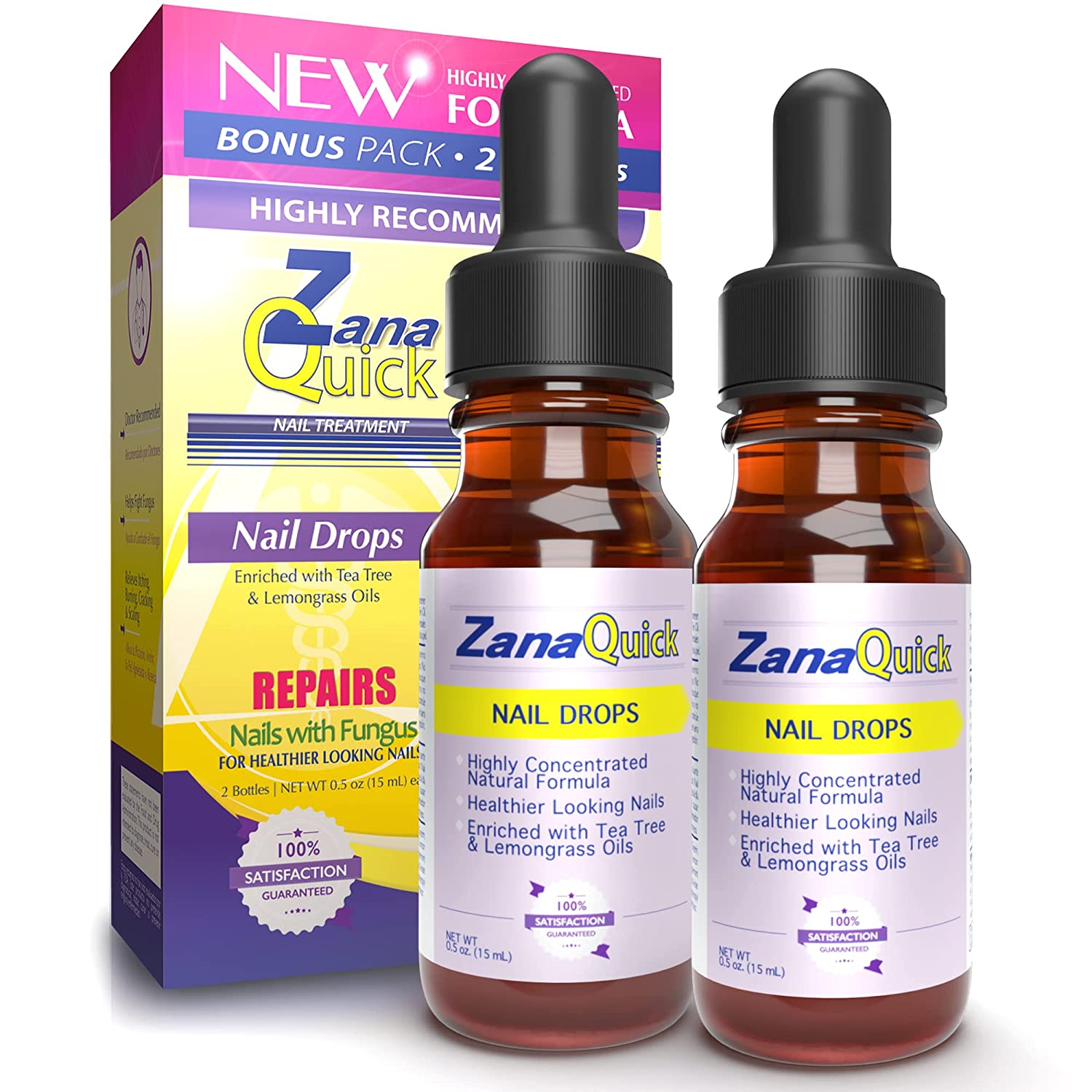 ZanaQuick Toenail Fungus Treatment Drops - 2 Pack - Nail Fungus Treatment For Toenail Remedy, Powerful Nail Fungus Treatment For Fingernail & Toenail - Intensery