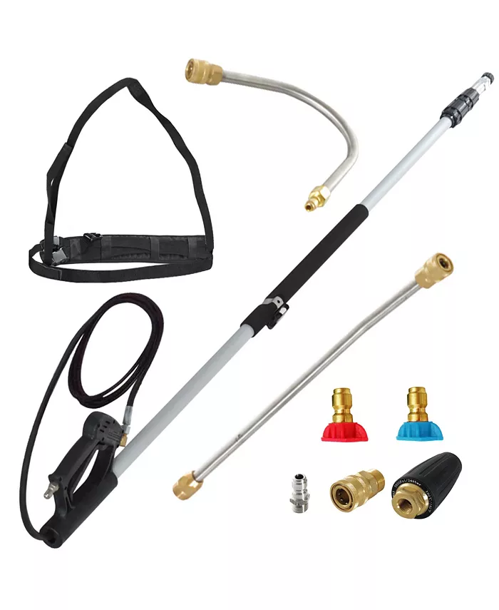 Outsunny 18' High Pressure Power Washer Telescoping Lance Extension Wand with 3 8 Inch Quick Connection， 2 Spray Nozzle Tips， 2 Wand Pivoting Couplers - Intensery