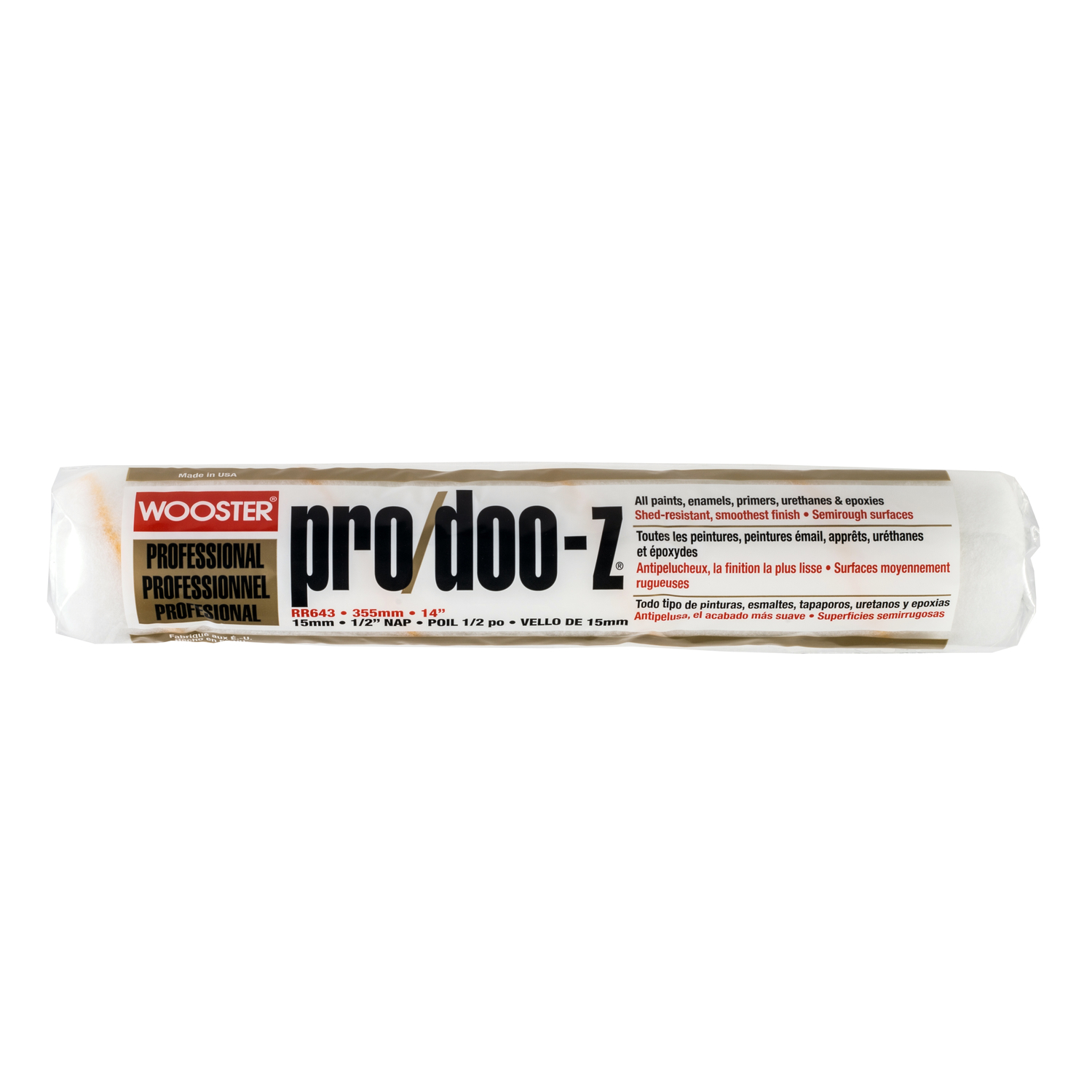 Wooster Pro/Doo-Z Woven Fabric 14 in. W X 1/2 in. Regular Paint Roller Cover 1 pk - Intensery
