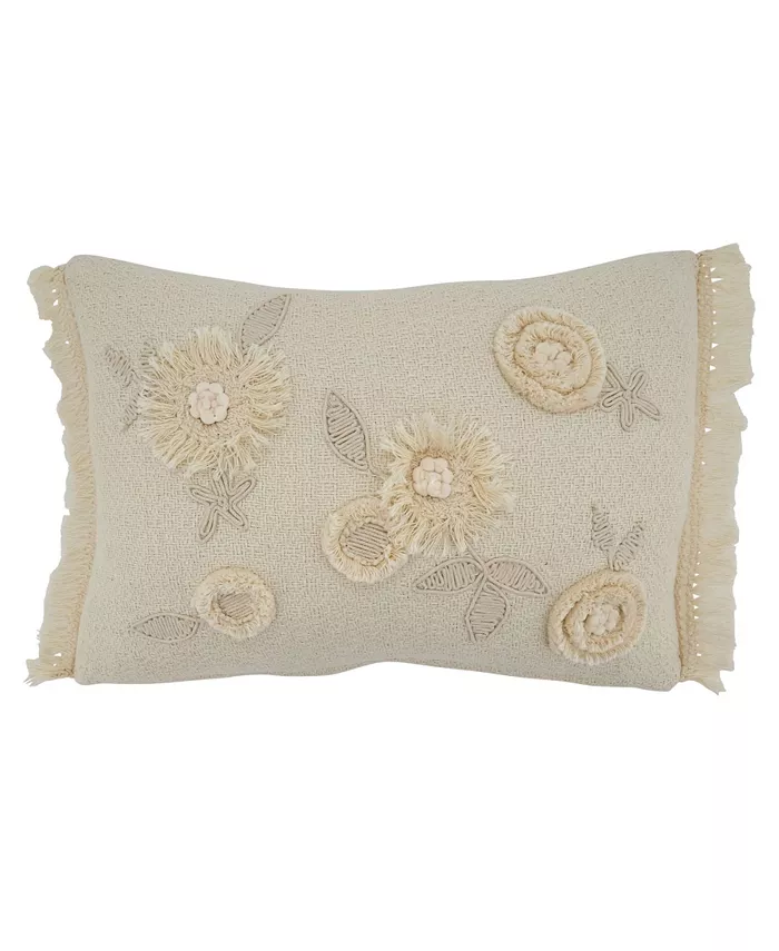 Saro Lifestyle Large Flower Applique Decorative Pillow， 12
