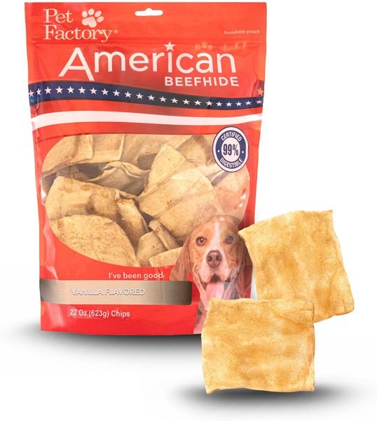 Pet Factory Beefhide Chips Vanilla Flavored Dog Hard Chews， 22-oz bag - Intensery