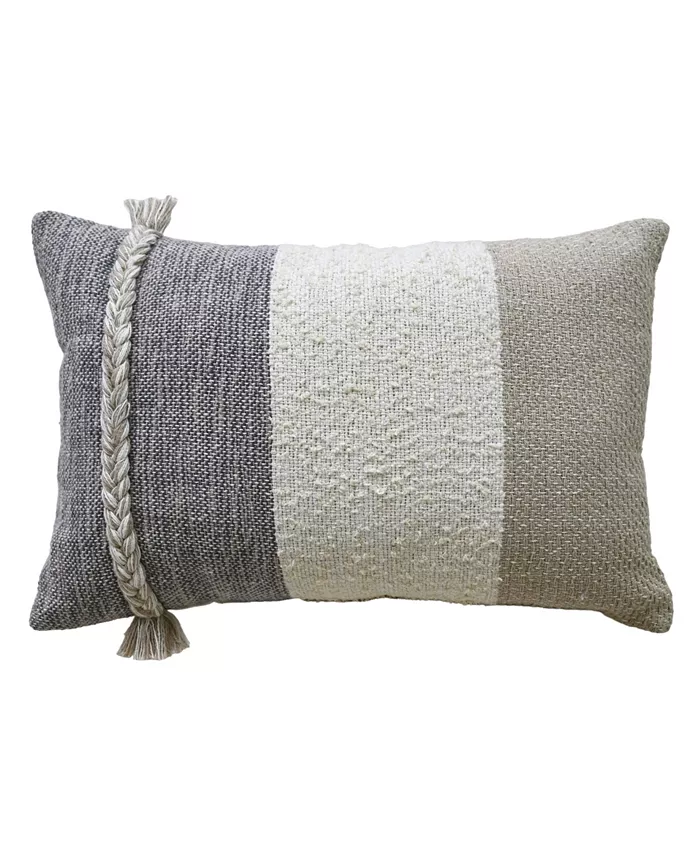 Vibhsa Linden Street Handloom Woven Wooden Textured Decorative Pillow， 14'' x 20'' - Intensery