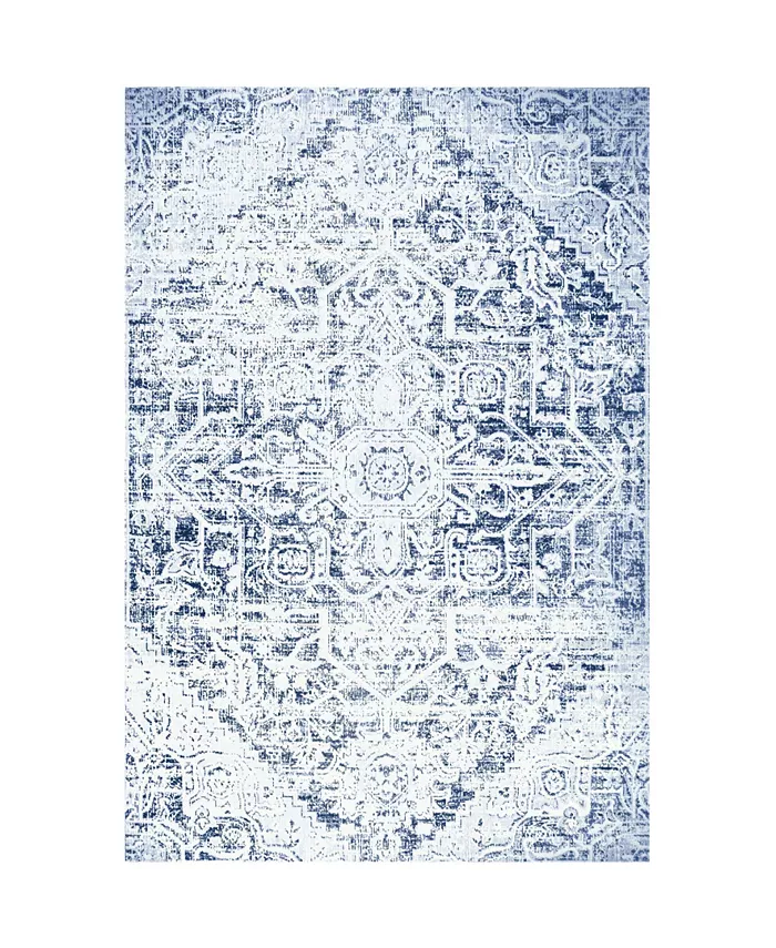 Nicole Miller Patio Sofia Fleur Dark Blue Outdoor Area Rug Collection - Intensery