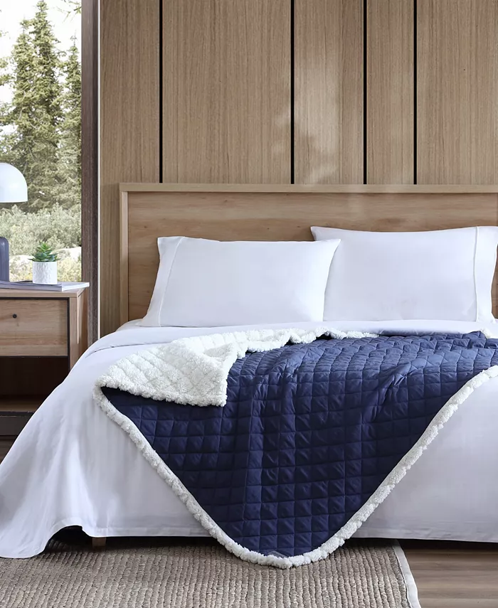 Eddie Bauer Solid Microfiber Essential Reversible Throw Blanket - Intensery