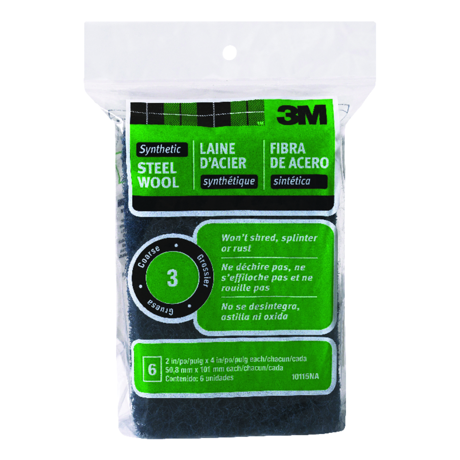 3M 3 Grade Medium Steel Wool Pad 6 pk - Intensery