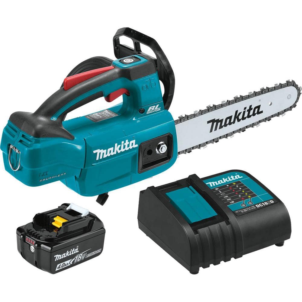 Makita LXT Lithium-Ion Brushless 10 in. 18-Volt Electric Battery Chainsaw Kit (4.0Ah) XCU06SM1 - Intensery