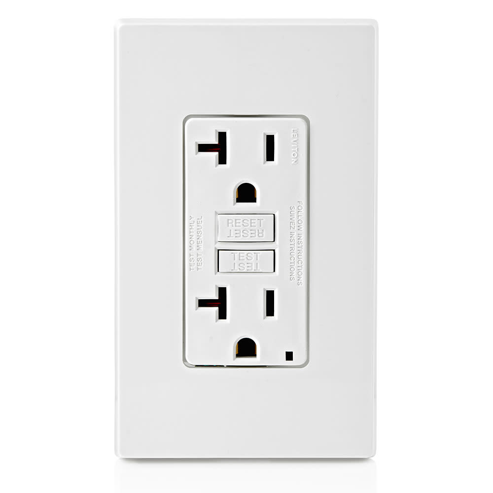 Leviton SmartlockPro GFCI Outlet 20A 125V 5-20R White Duplex - Intensery