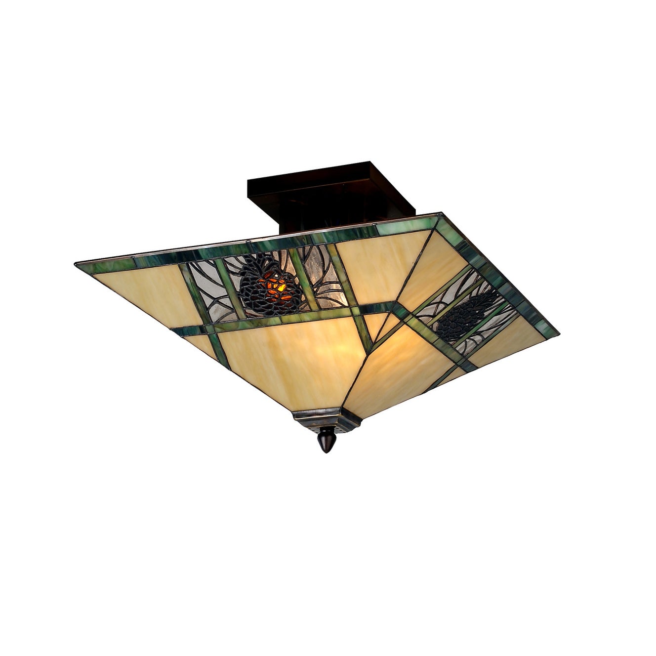 Meyda Tiffany Two Light Down Lighting Semi-Flush Mount Ceiling Fixture - Intensery
