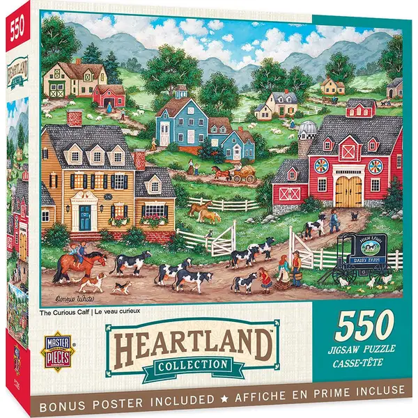 Masterpiece Puzzle 550-Piece Heartland Collection Curious Calf Puzzle - Intensery