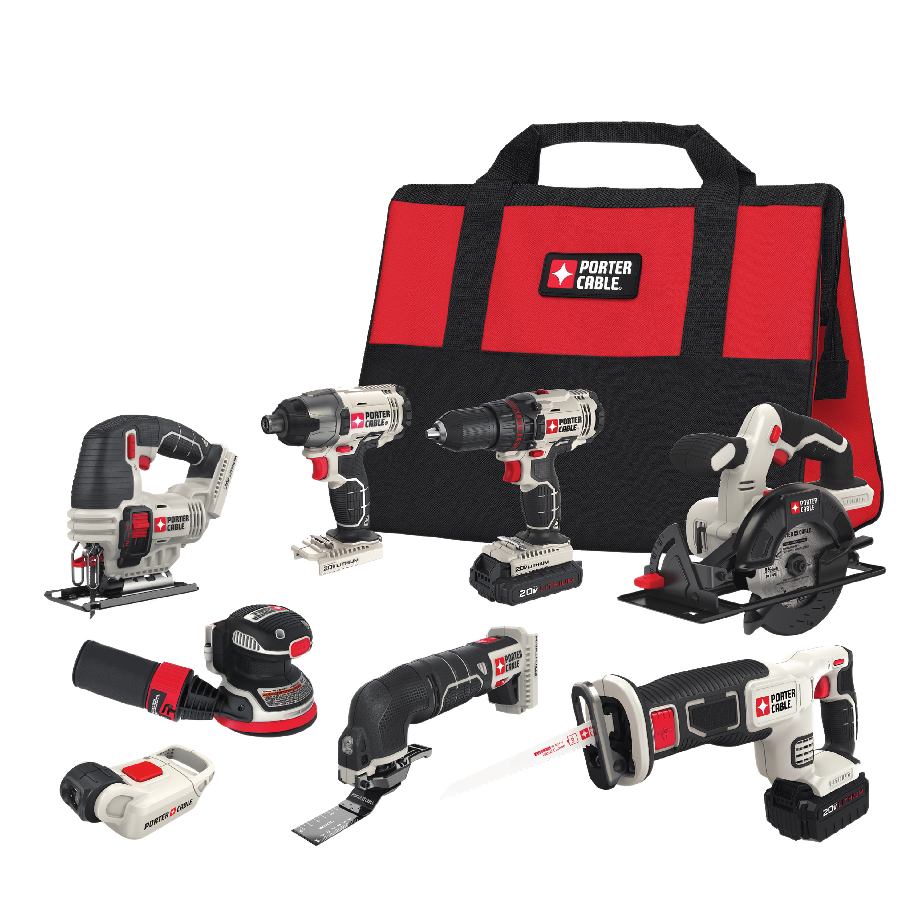 Porter-Cable 20-Volt Max Lithium-Ion 8-Tool Combo Kit, PCCK6118 - Intensery