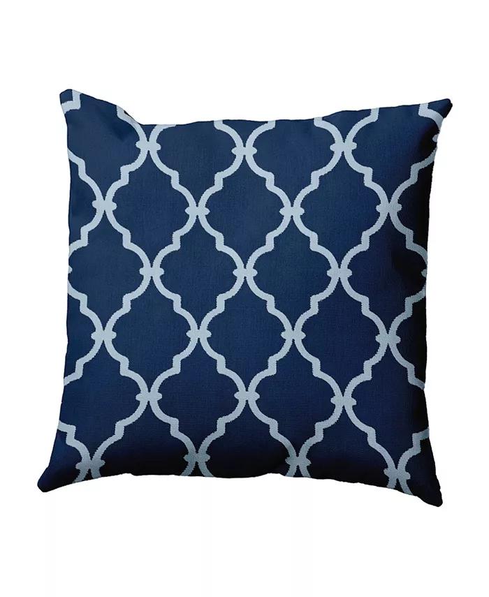 E by Design 16 Inch Navy Blue Decorative Trellis Print Throw Pillow - Intensery