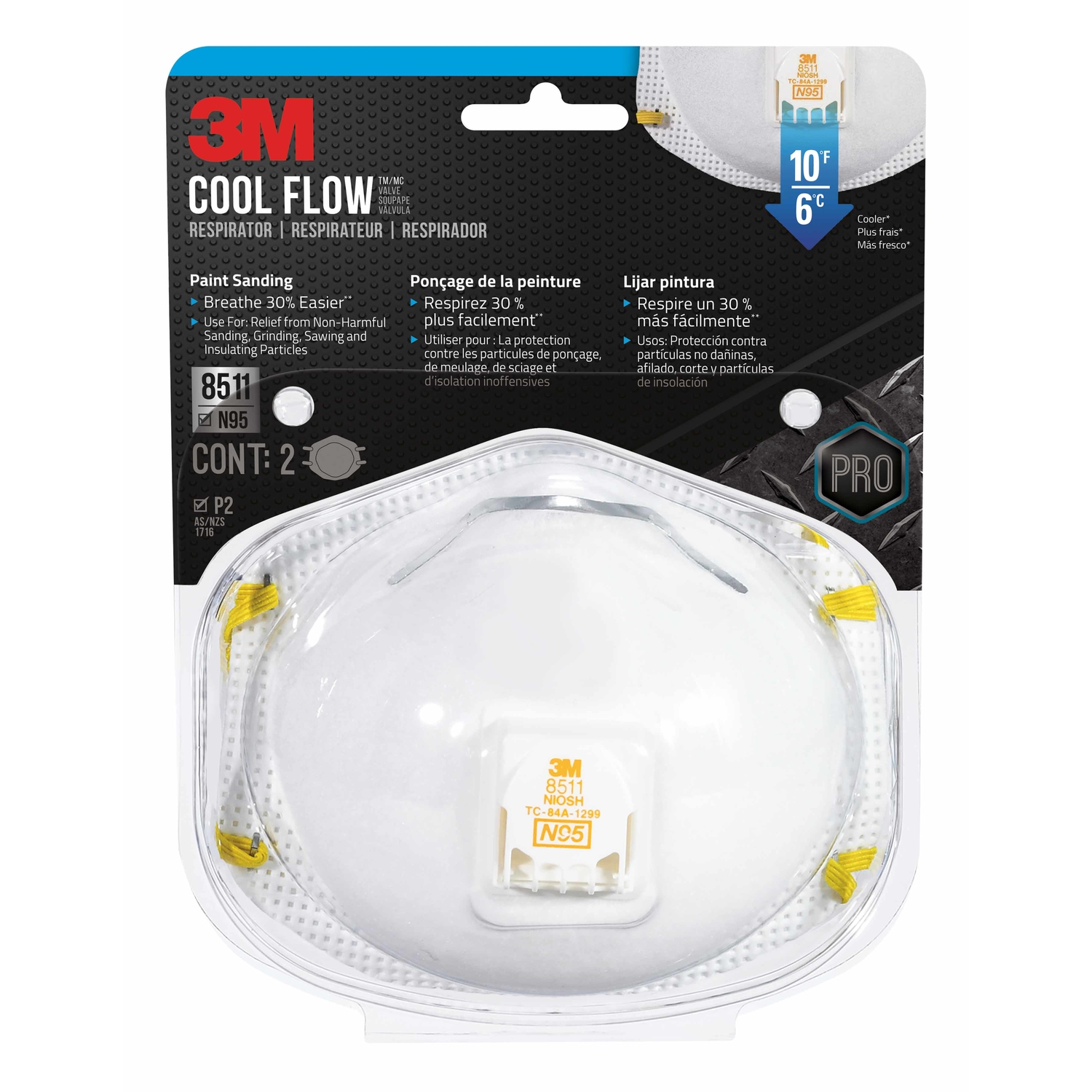 3M N95 Sanding and Fiberglass Disposable Respirator Valved White 2 pc - Intensery