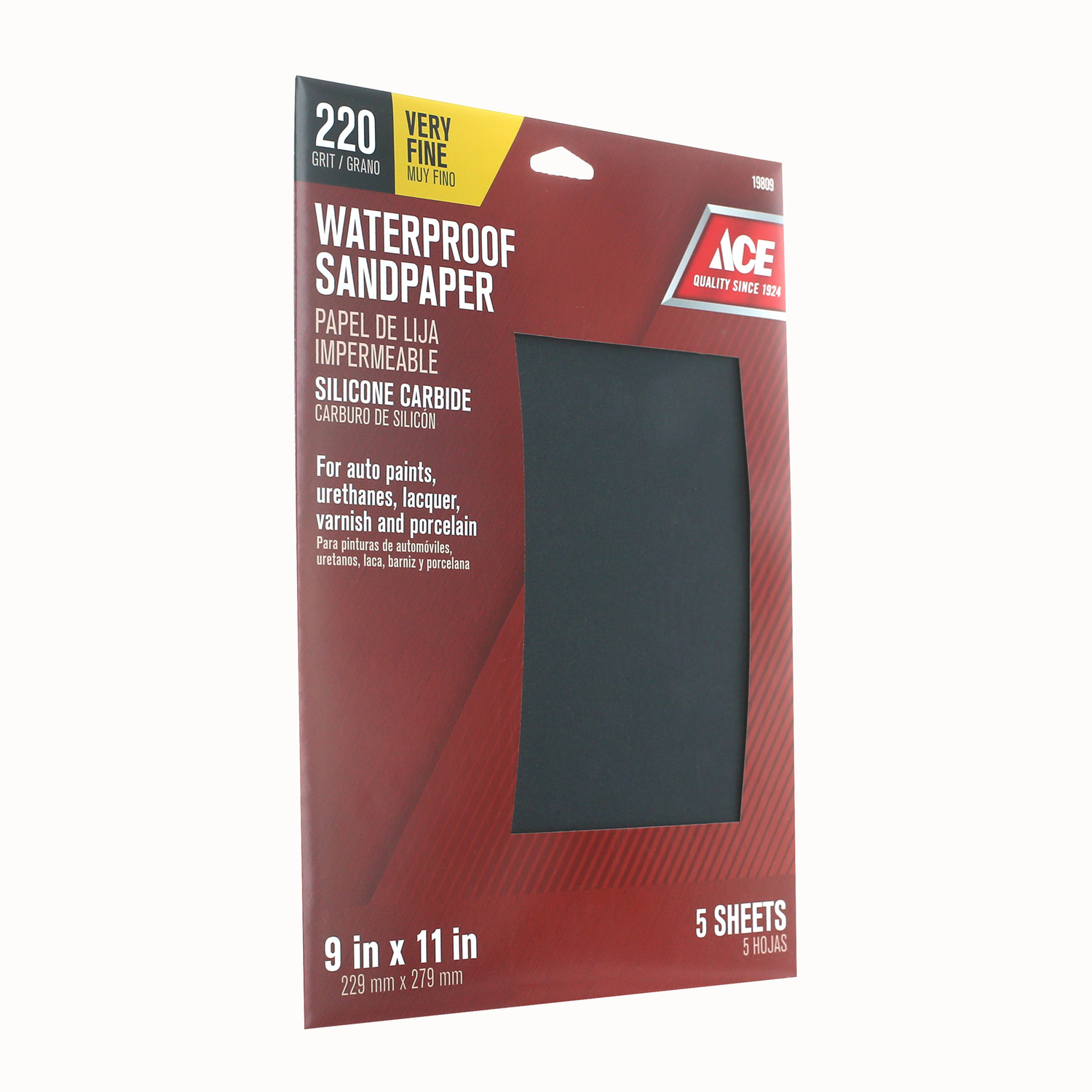 Ace 11 in. L X 9 in. W 220 Grit Silicon Carbide Waterproof Sandpaper 5 pk - Intensery