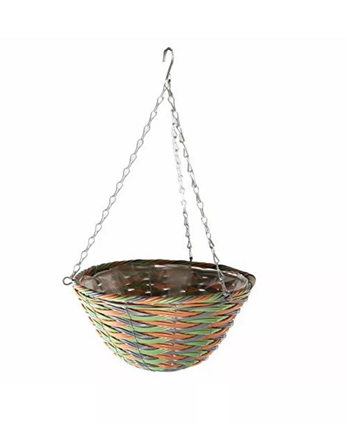 Gardener's Select Woven Plastic Rattan Hanging Basket， 12in Diameter - Intensery