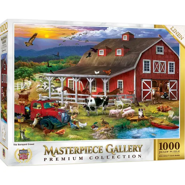 Masterpiece Puzzle 1000-Piece Barnyard Crowd Puzzle - Intensery