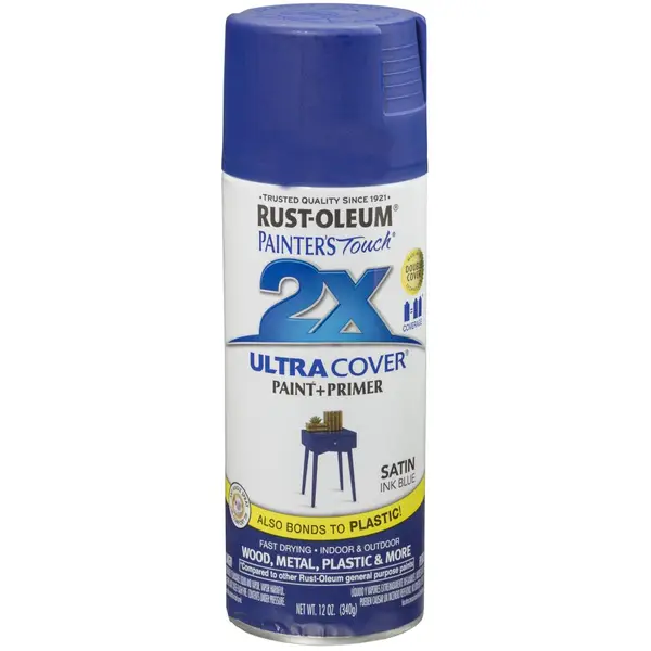 Rust-Oleum 12 oz 2X Satin Ink Blue Spray Paint and Primer - Intensery