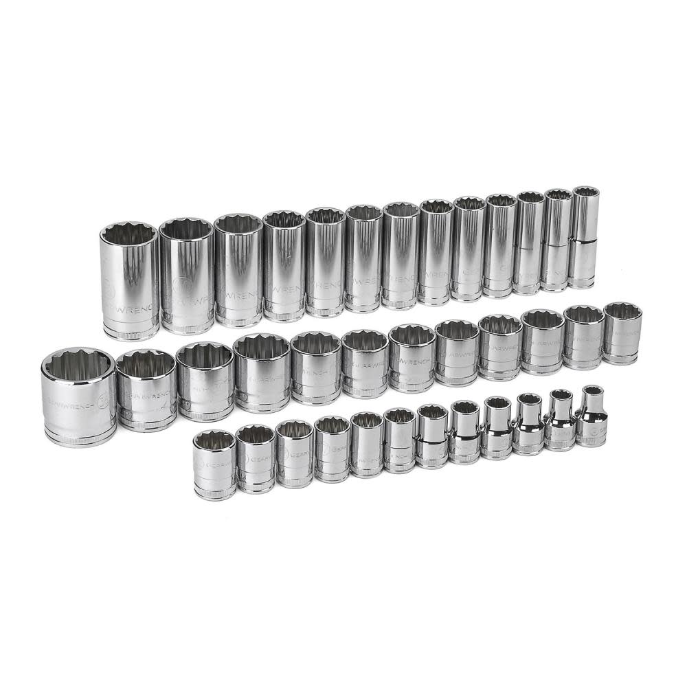 GEARWRENCH 37pc 1/2 In. Drive 12 Point Standard and Deep Metric Socket Set 80730 from GEARWRENCH - Intensery