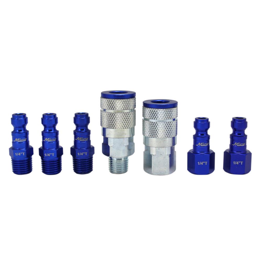 ColorFit® by Milton® S-307TKIT Coupler and Plug Kit(T-Style， Blue)1/4 NPT， (7-Piece) - Intensery