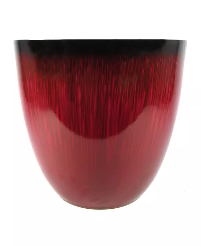 Gardener's Select Gardeners Select EPR12-206 Egg Shaped Planter Red Flower  12 Inch - Intensery