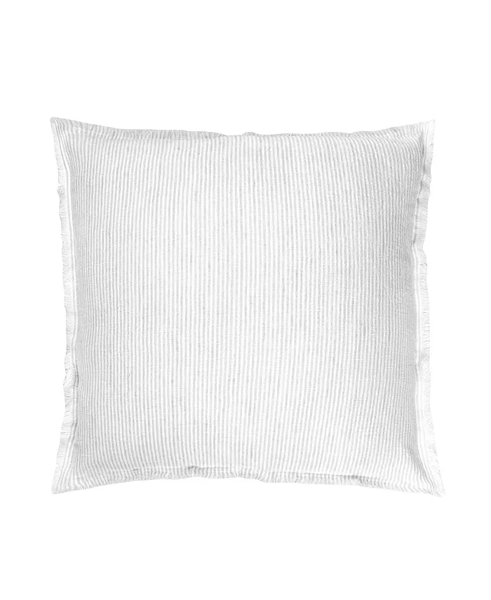 Anaya Home Light Grey White Striped Linen Down Alterantive Euro Pillow - Intensery