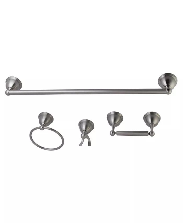 Kingston Brass Restoration 4-Pc. Towel Bar Bathroom Hardware Set in Brushed Nickel - Intensery