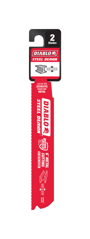 Diablo Steel Demon 6 in. Bi-Metal Dual Tooth Reciprocating Saw Blade 14/18 TPI 2 pk - Intensery