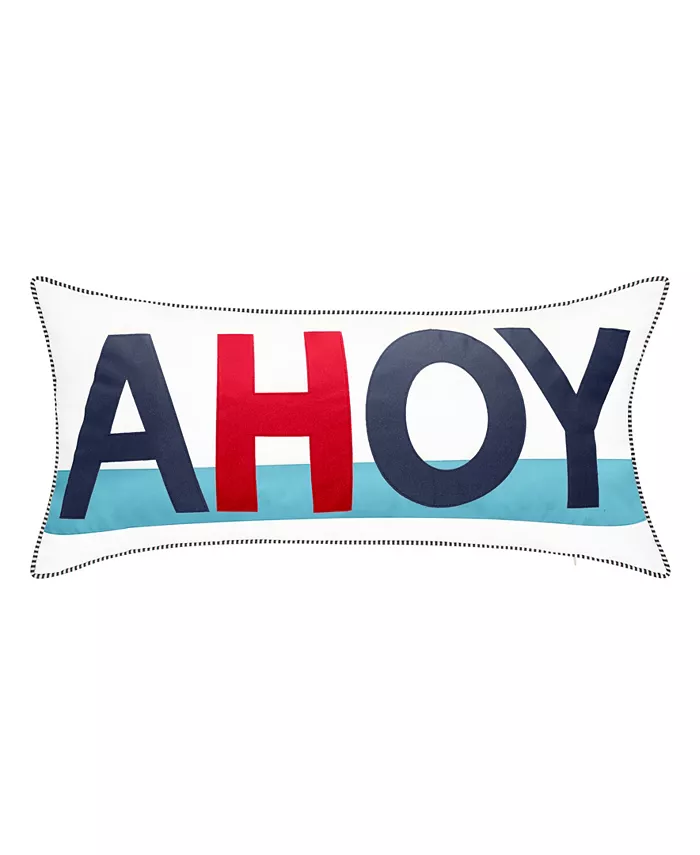 Edie Ahoy Reversible Nautical Lumbar Decorative Pillow， 15 x 30 - Intensery