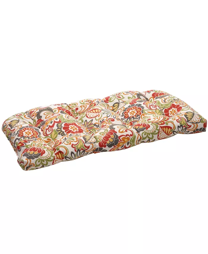 Pillow Perfect Zoe Citrus Wicker Loveseat Cushion - Intensery