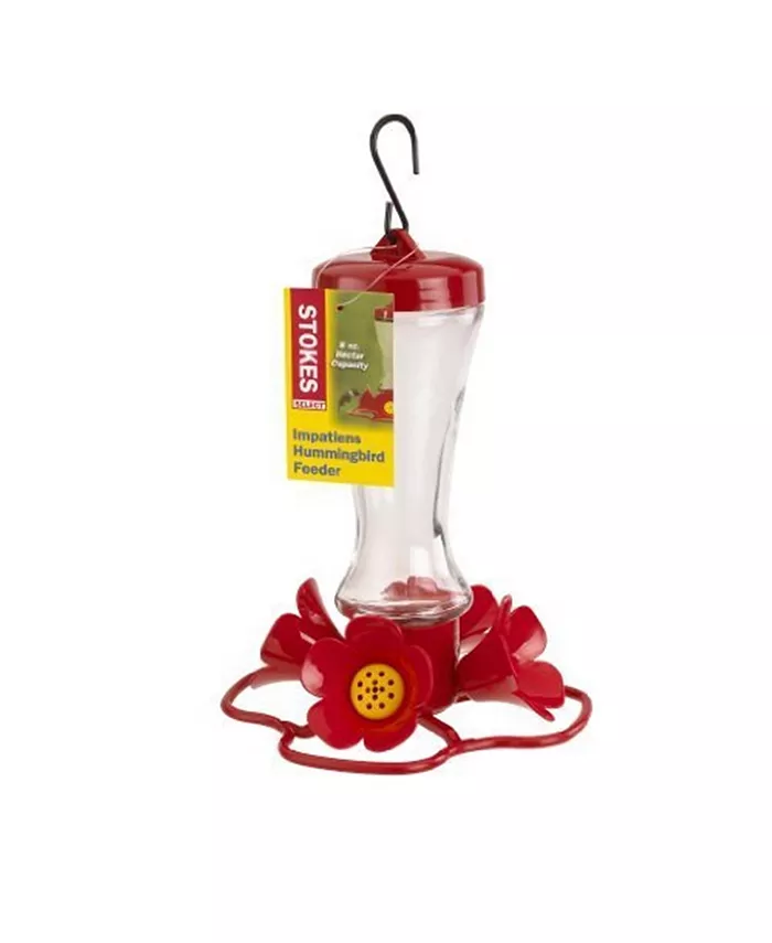 Stokes Select Impatiens Hummingbird Feeder with Four Feeding Ports， 8 fl oz Nectar Capacity - Intensery