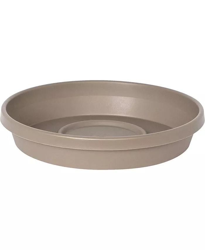 Bloem Terra Round Plastic Saucer for Planters， Pebble Stone， 14 inches - Intensery