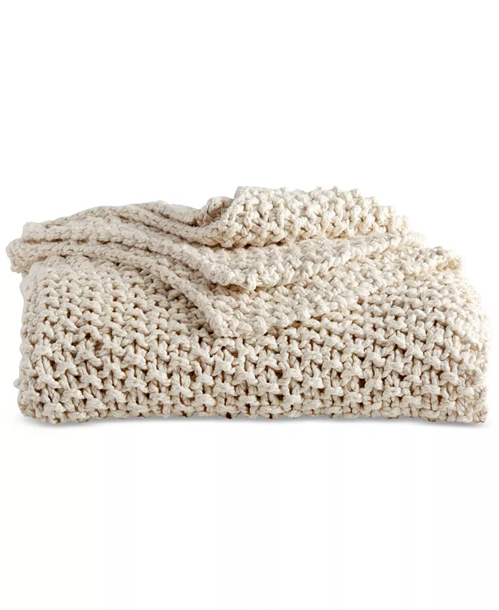DKNY PURE Cotton Chunky Knit Throw - Intensery