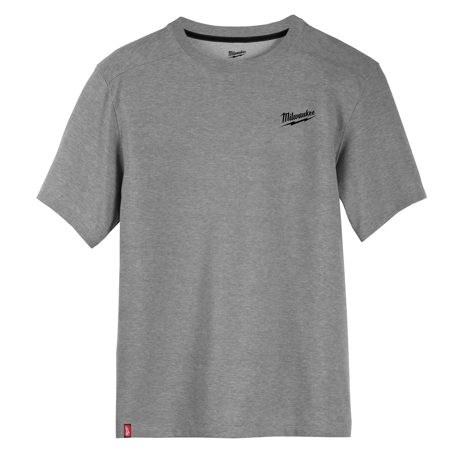 Milwaukee XXL Short Sleeve Men\u0027s Crew Neck Gray Hybrid Work Tee Shirt - Intensery