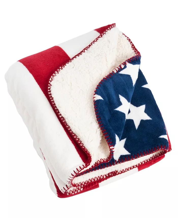 Saro Lifestyle US Flag Design Sherpa Throw - Intensery