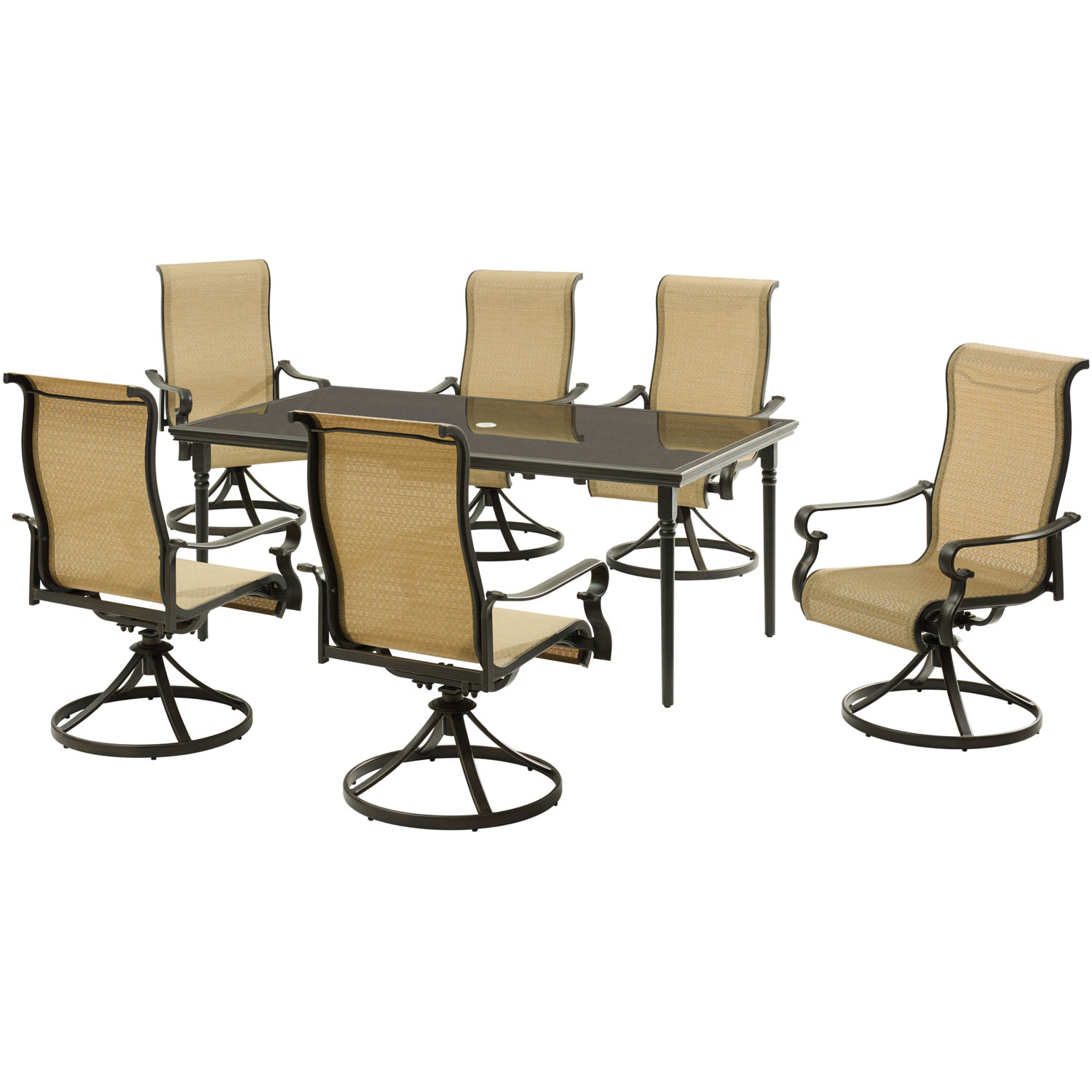 Hanover Brigantine 7 pc Espresso Aluminum Dining Set - Intensery