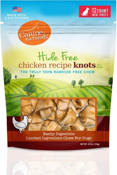 Canine Naturals Hide Free Chicken Recipe Mini Knot Dog Chew Treat， 12 count - Intensery